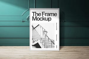 The Frame Mockup on Fancy Interior and Wooden Floor